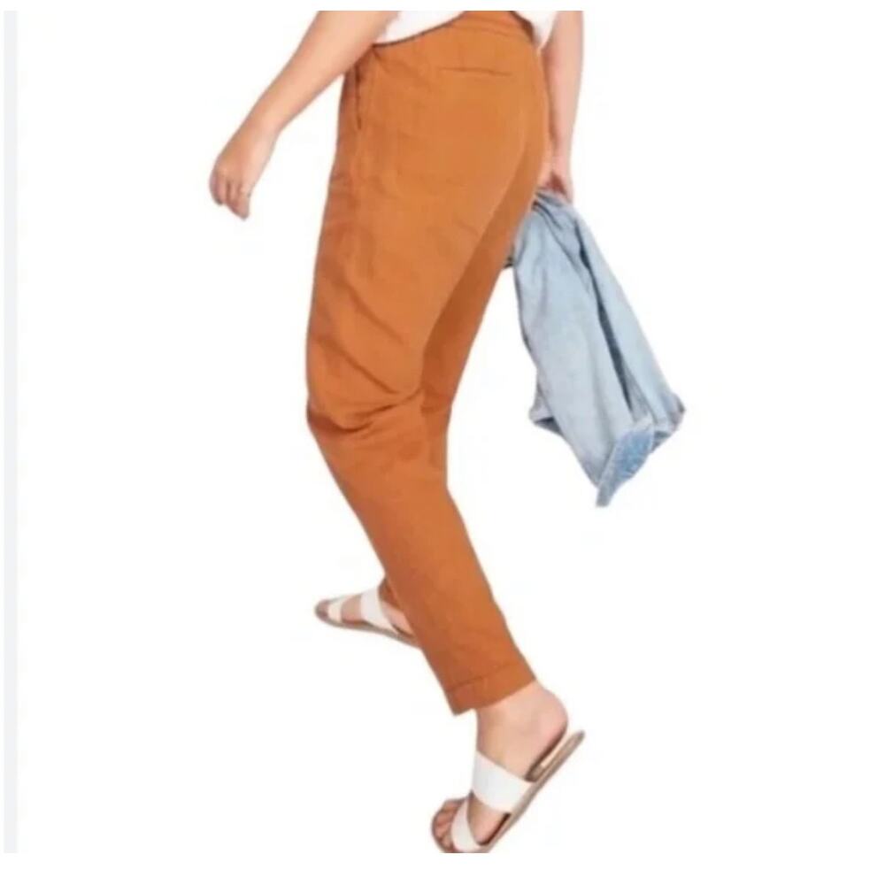 Old Navy Burnt Orange Linen Blend High-Waisted Straight Jogger Pants Size Small - Picture 2 of 10